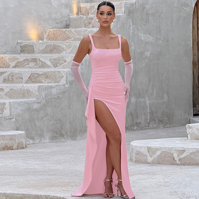 MARILYN™ – Vestido Maxi Formal Elegante com Alças e Costas Abertas