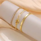 KIT 3 Pulseiras Cravejada em Zircônias Sparkle Stack Banhada a Ouro 14K
