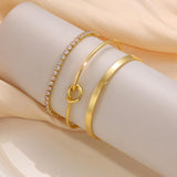 KIT 3 Pulseiras Cravejada em Zircônias Sparkle Stack Banhada a Ouro 14K