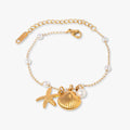 Pulseira com Pingentes Marinhos Ocean Pearl Banhada a Ouro 18K