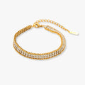 Pulseira Dupla Camada com Zircônias Diamond Duo Banhada a Ouro 18K