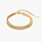 Pulseira Dupla Camada com Zircônias Diamond Duo Banhada a Ouro 18K
