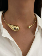 Colar Choker Aberto  Gota de Água Irregular - Joia Fashion