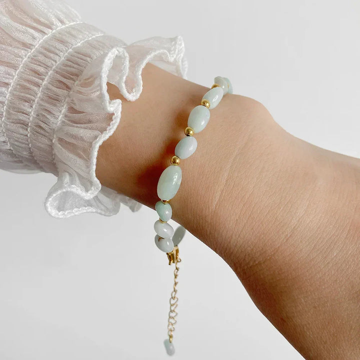 Pulseiras Pedras Naturais – Quartzo Rosa e Ágata com Corrente Dourada