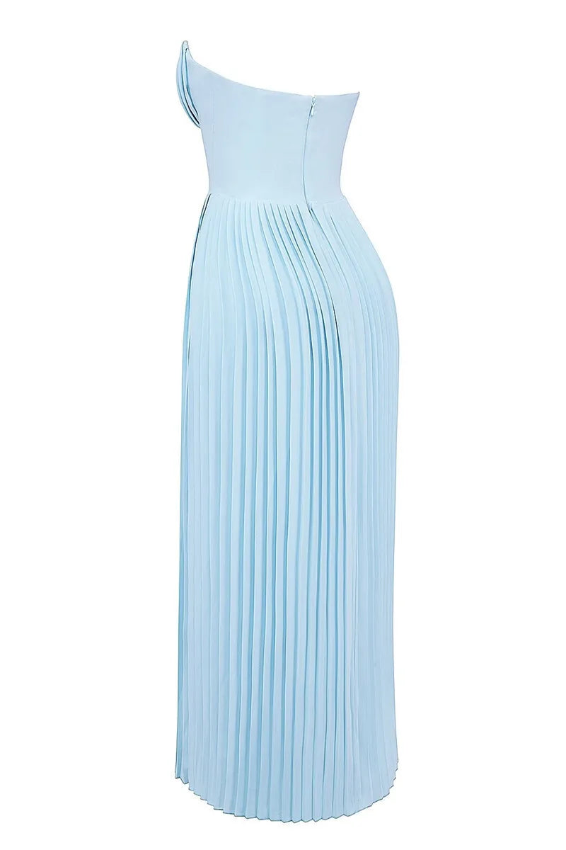 Vestido Longo Carlotta – Espartilho, Saia Plissada e Luxo Moderno