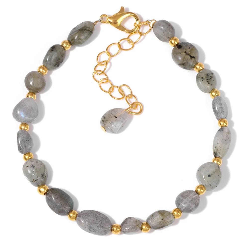 Pulseiras Pedras Naturais – Quartzo Rosa e Ágata com Corrente Dourada
