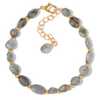 Pulseiras Pedras Naturais (Quartzo Rosa, Ágata) com Corrente Dourada, Estilo Bangle