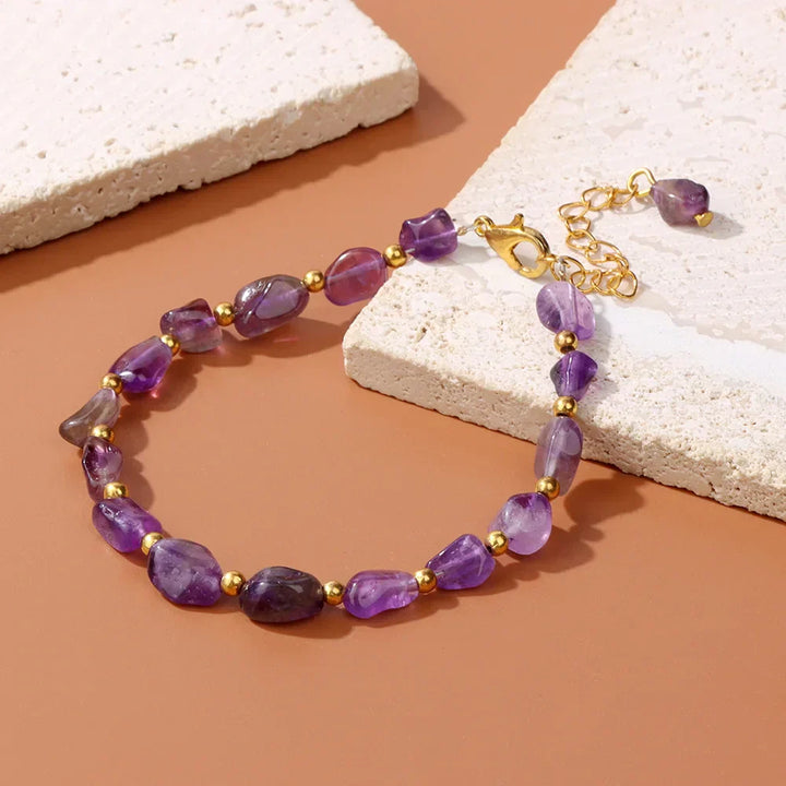 Pulseiras Pedras Naturais – Quartzo Rosa e Ágata com Corrente Dourada