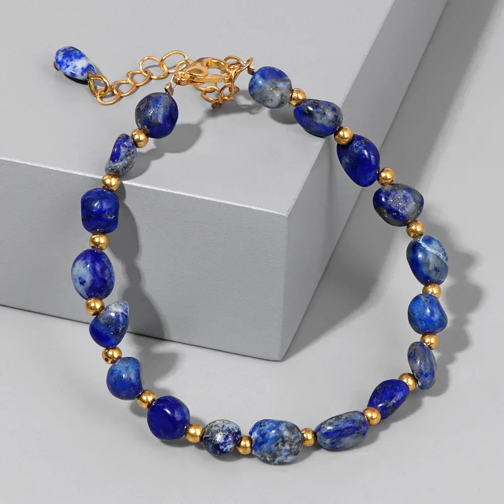 Pulseiras Pedras Naturais – Quartzo Rosa e Ágata com Corrente Dourada