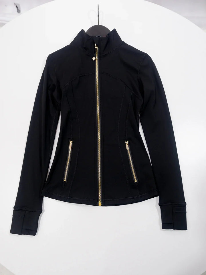 Conjunto Esportivo Feminino com Zíper Dourado e Calça Modeladora
