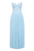 Vestido Longo Design de Espartilho, Saia Plissada e Luxo Moderno