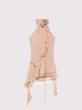 Vestido sem Mangas com Decote Halter, Exclusivo e Detalhe em Laço