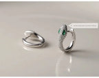 Brincos 925 Prata – Olhos de Serpente Verde, Luxo Leve e Elegante, Versáteis