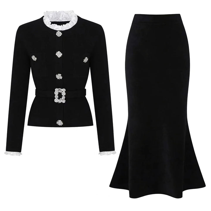 Conjunto Executivo Rosa: Casaco Estruturado e Saia Sereia Midi – Elegância