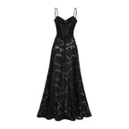 Vestido Longo Renda Floral Exclusiva e Caimento Fluido de Luxo