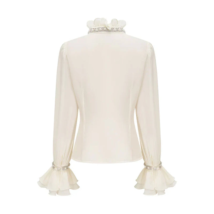Blusa Elegante com Mangas Longas e Bordado de Cristais