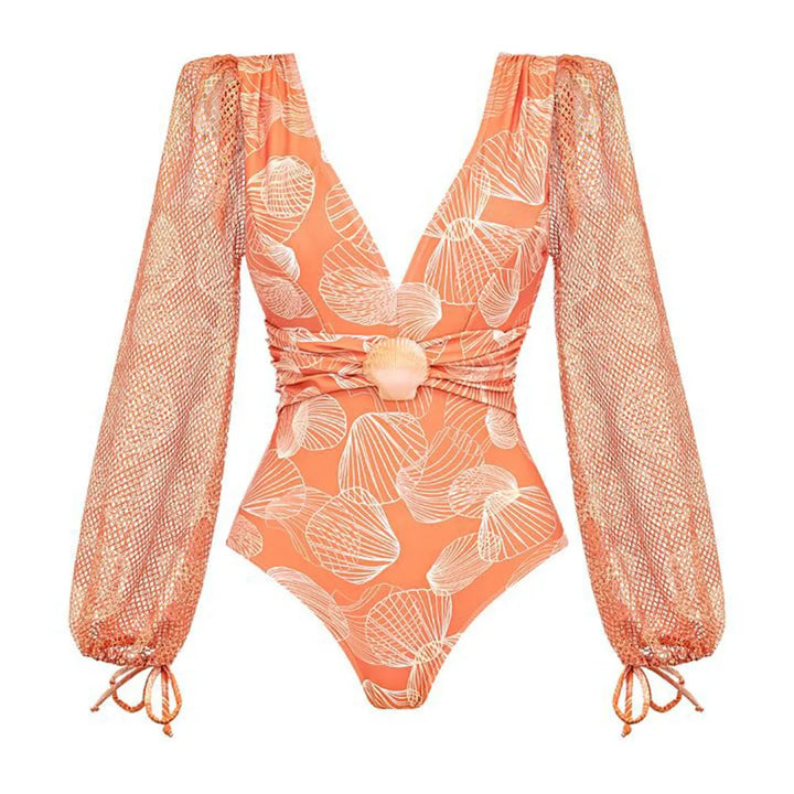 Conjunto de Banho Verão: Traje com Detalhes em Camadas e Saída de Praia