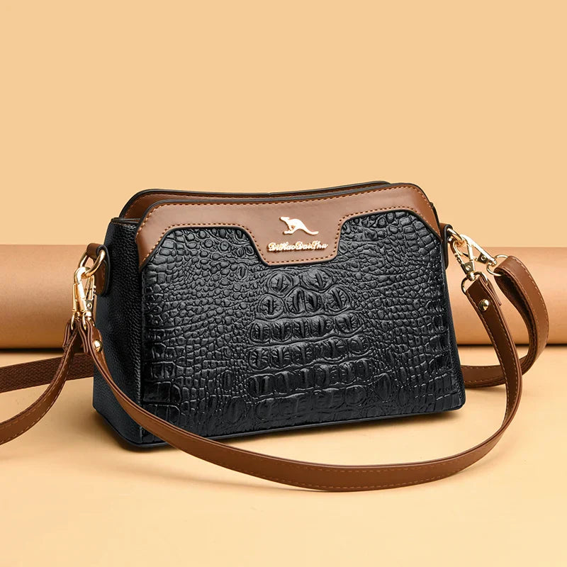 Bolsa Feminina Tiracolo Crocodilo Serife