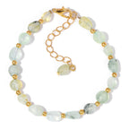Pulseiras Pedras Naturais (Quartzo Rosa, Ágata) com Corrente Dourada, Estilo Bangle
