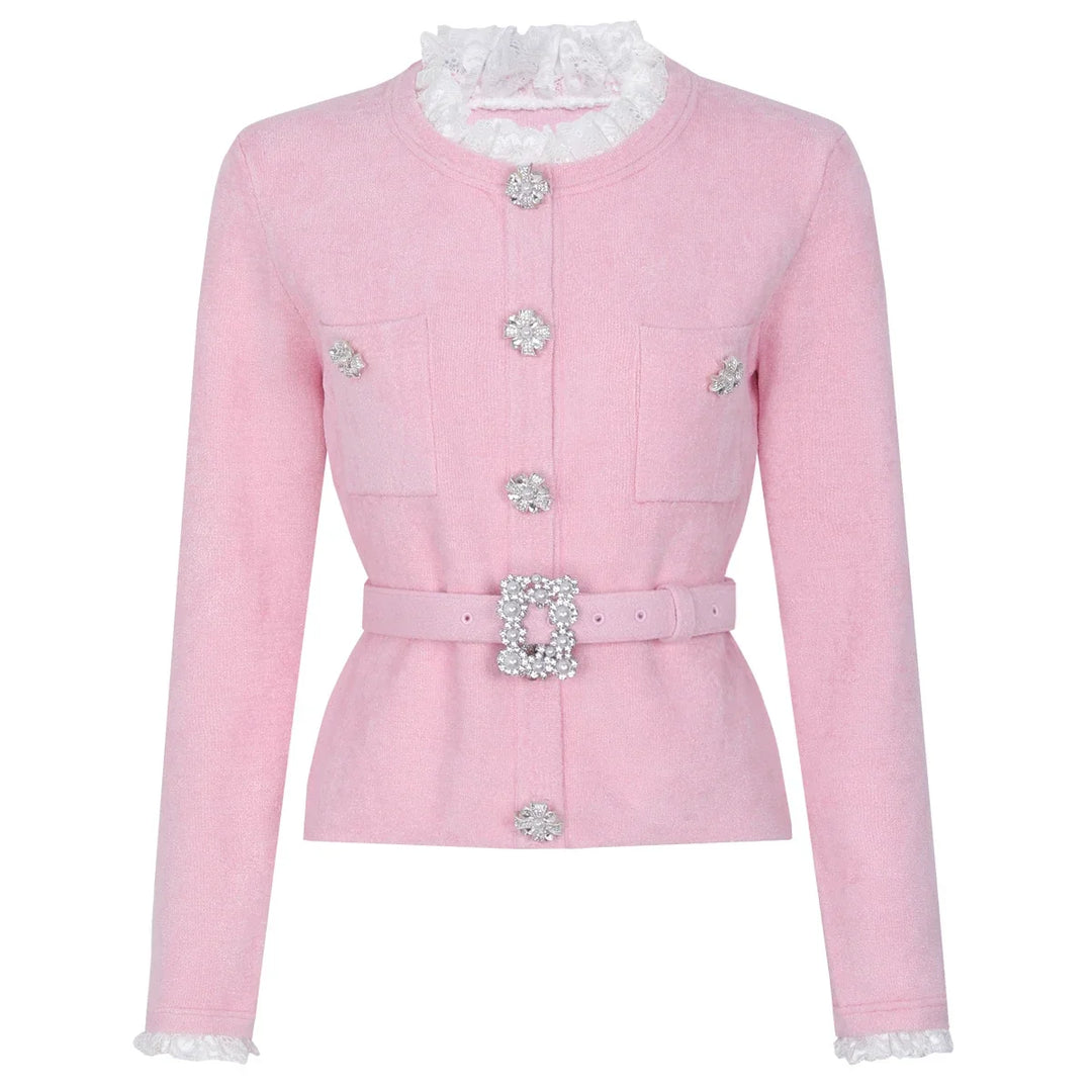 Conjunto Executivo Rosa: Casaco Estruturado e Saia Sereia Midi – Elegância