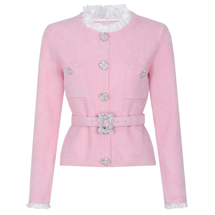 Conjunto Executivo Rosa: Casaco Estruturado e Saia Sereia Midi – Elegância