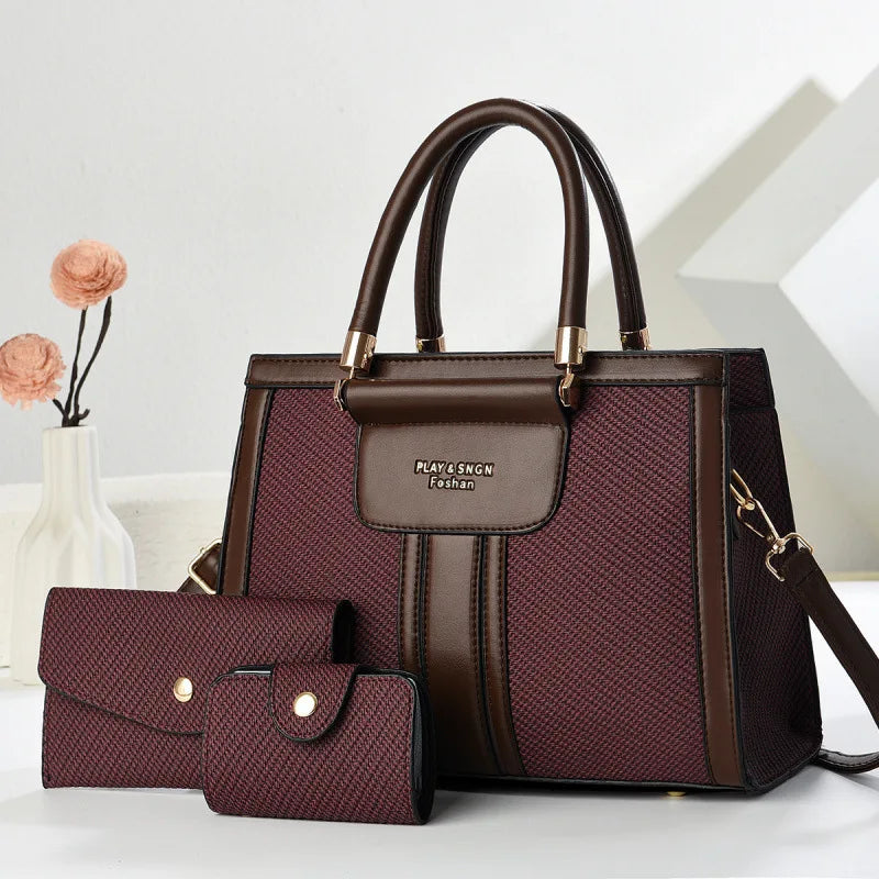Conjunto Bolsa Feminina de Ombro + 2 Carteiras Pietra