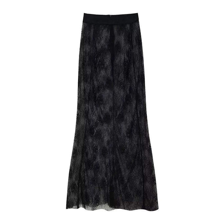 Conjunto Blazer Transpassado e Saia Evasê em Renda Trabalhada