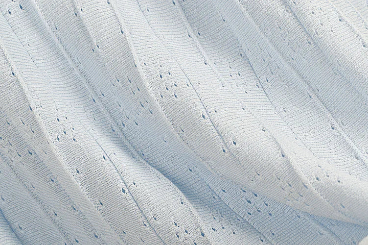 Cardigan em Tricô com Aplicações de Pérolas – Azul Serenity