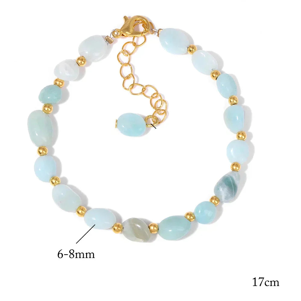 Pulseiras Pedras Naturais – Quartzo Rosa e Ágata com Corrente Dourada