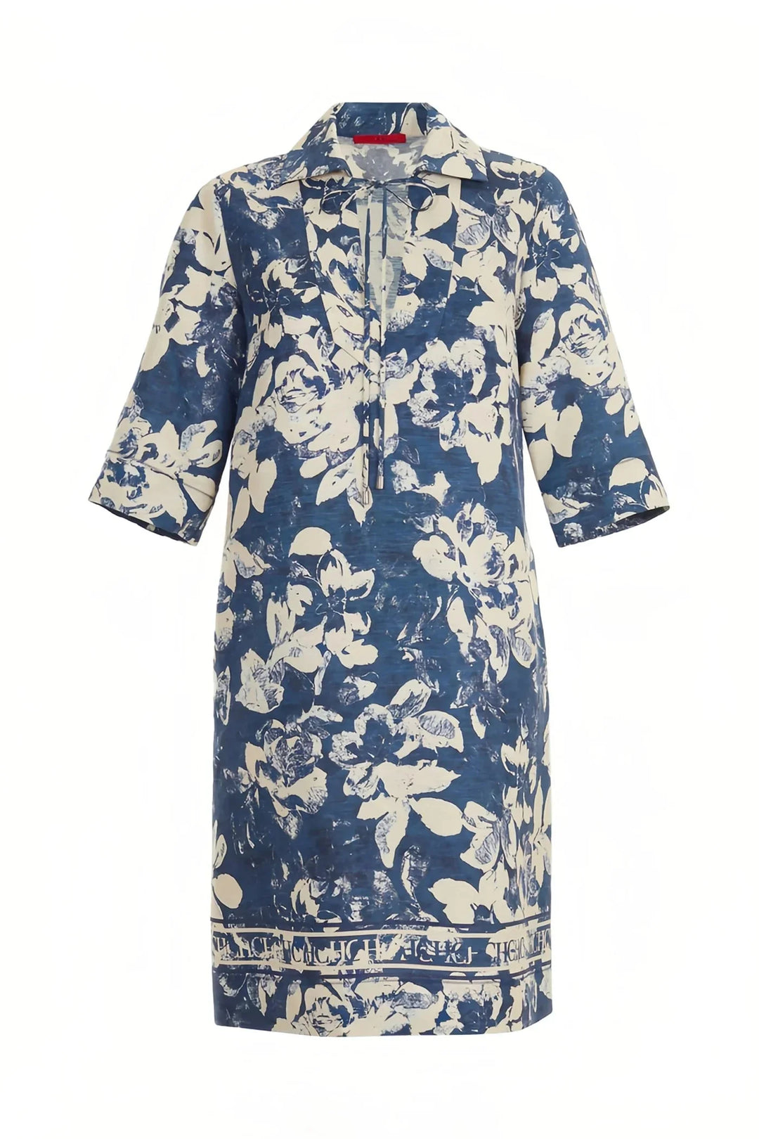 Vestido CHCH em Linha A com Estampa Atemporal e Decote em V Elegante