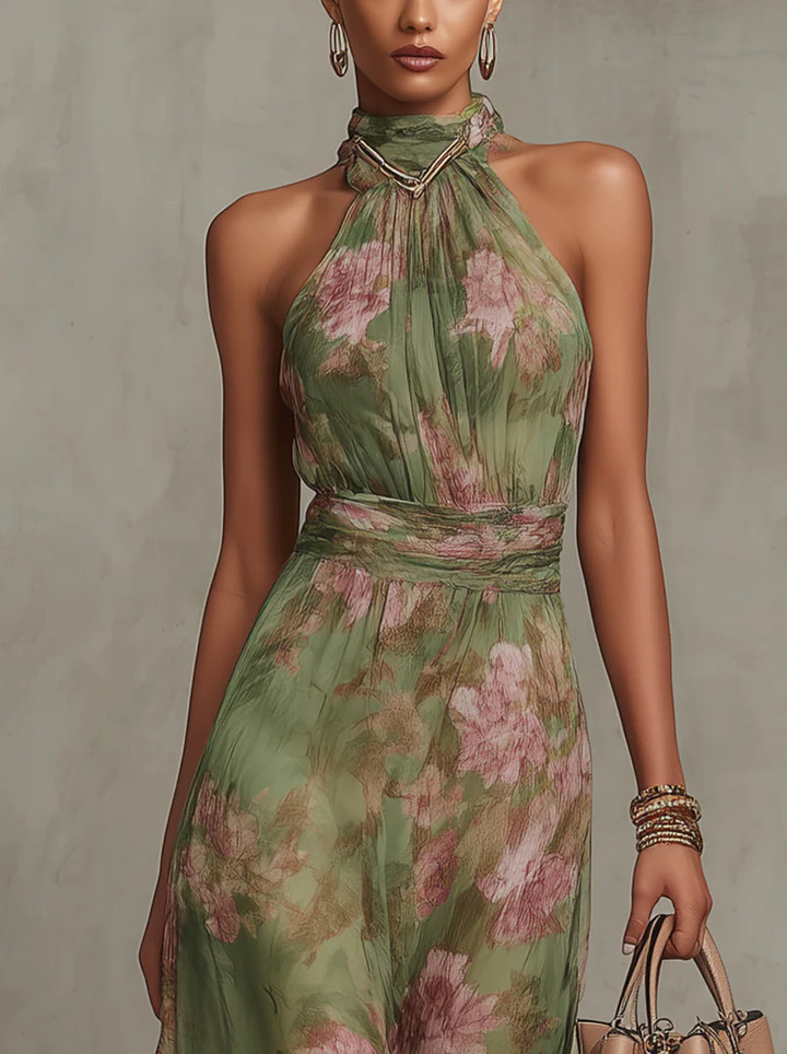 Serena | Vestido Longo Fluido Floral – Leve, Elegante e Irresistível