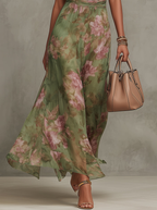 Serena | Vestido Longo Fluido Floral Elegante que Valoriza a Silhueta