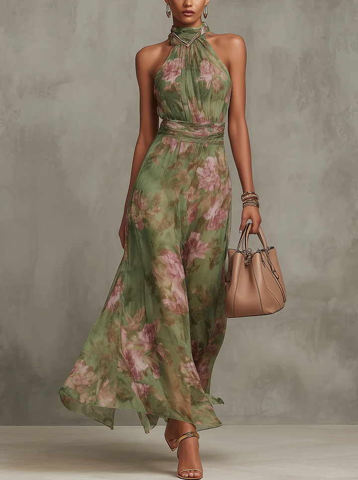 Serena | Vestido Longo Fluido Floral – Leve, Elegante e Irresistível