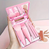 Kit 5 Pincéis de Maquiagem Portátil com Espelho