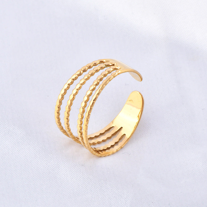 Anel Banhado a Ouro 18K 4 Camadas Star Flow