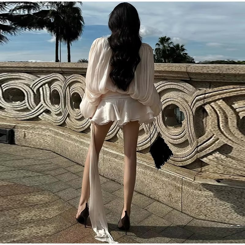 Vestido Feminino Acetinado Plissado -  Izuke