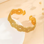 Bracelete Palace Lace Floral Banhada a Ouro 14K