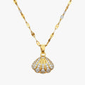 Colar Pingente Concha e Pérola Shell Glow Banhado a Ouro 18K