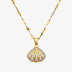 Colar Pingente Concha e Pérola Shell Glow Banhado a Ouro 18K
