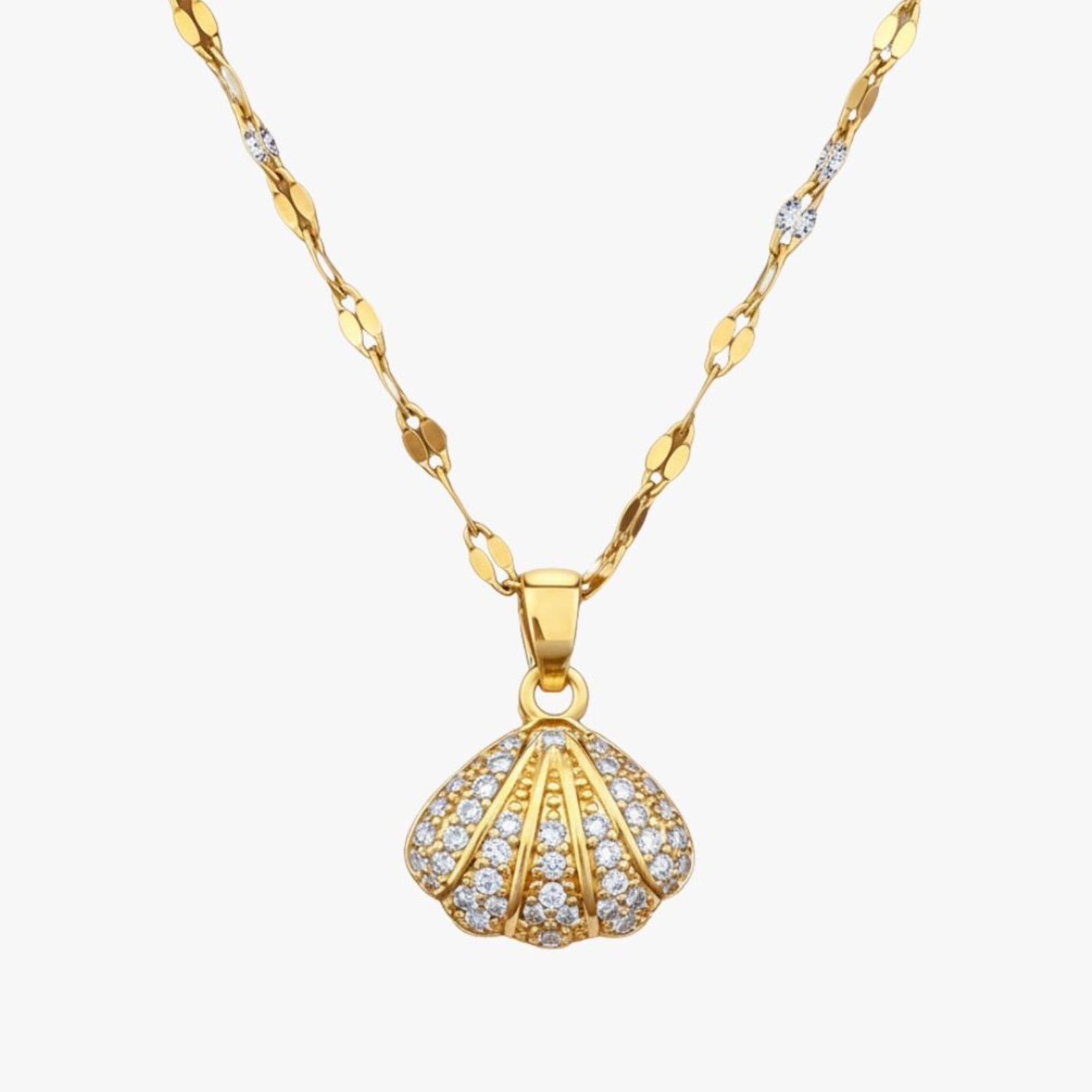 Colar Pingente Concha e Pérola Shell Glow Banhado a Ouro 18K