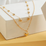 Colar Duas Camadas com Pingentes Coração Duo Heart Banhado a Ouro 18K