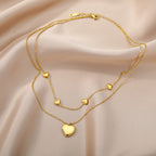 Colar Duas Camadas Pingentes de Coração Heart Layers Banhado a Ouro 18K
