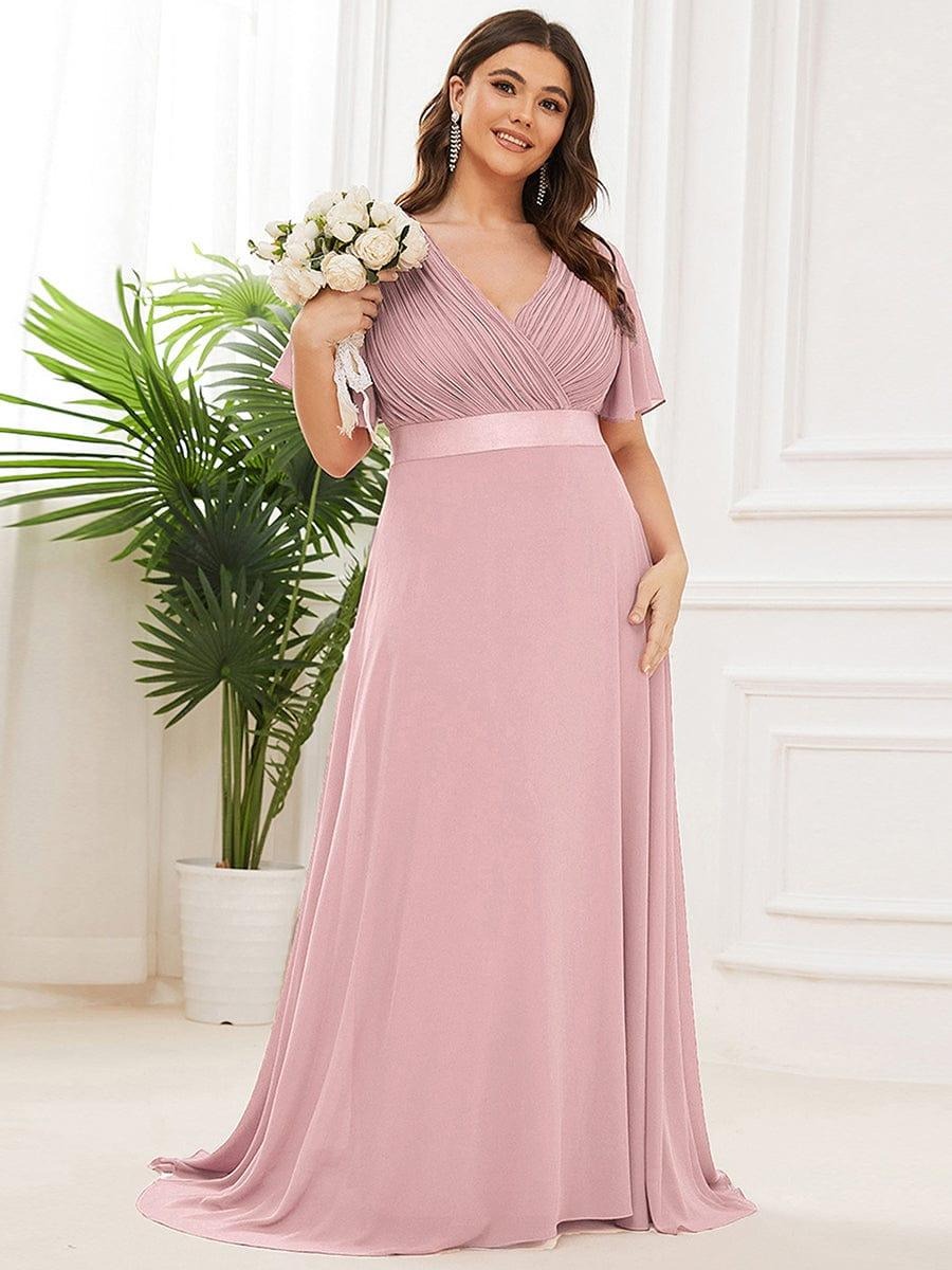 Vestido de Cintura Império Longo com Mangas Curtas Voadoras