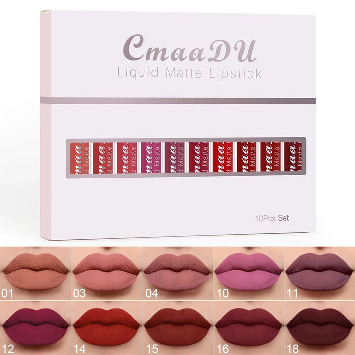 Kit 10 Batons Líquidos Matte À Prova D’água – Longa Duração e Hidratantes
