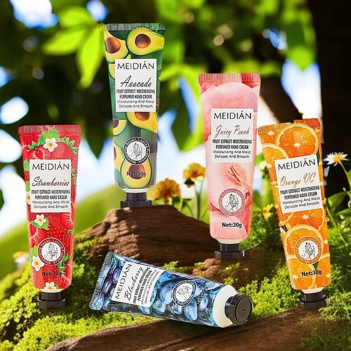 Kit 5 Cremes Hidratantes para as Mãos com Aroma de Frutas