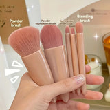 Kit 5 Pincéis de Maquiagem Portátil com Espelho