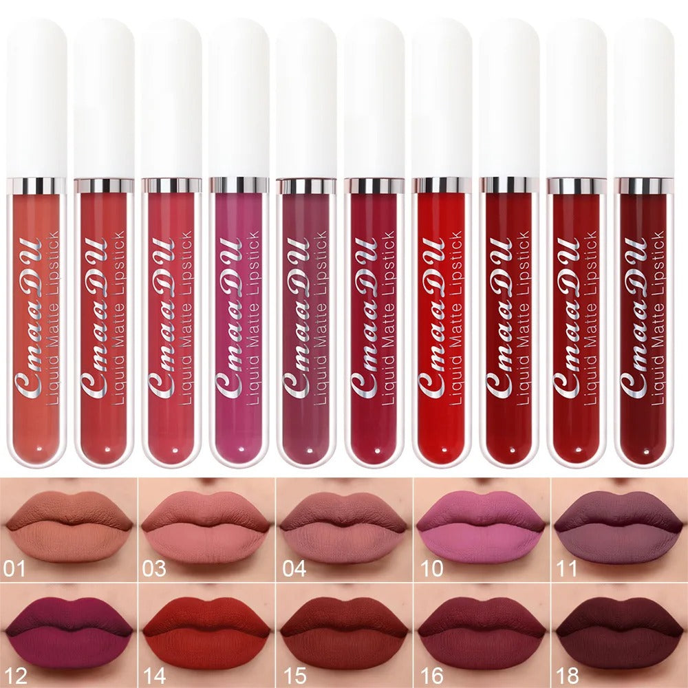 10 unidades de brilho labial mate, à prova de água e de longa duração