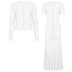 Vestido e Casaco Cardigan Bordado Luxo Azul Serenity – Elegância e Sofisticação em Cada Detalhe