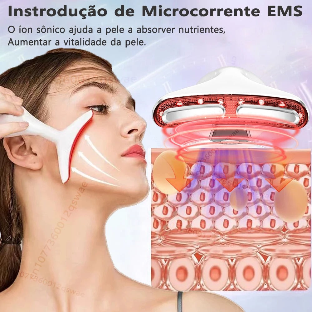 Massageador Facial e de Pescoço com 7 Modos de Luz LED