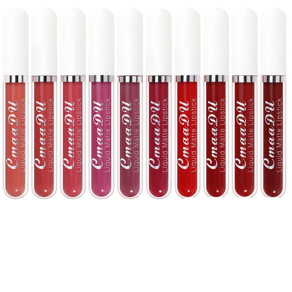 10 unidades de brilho labial mate, à prova de água e de longa duração